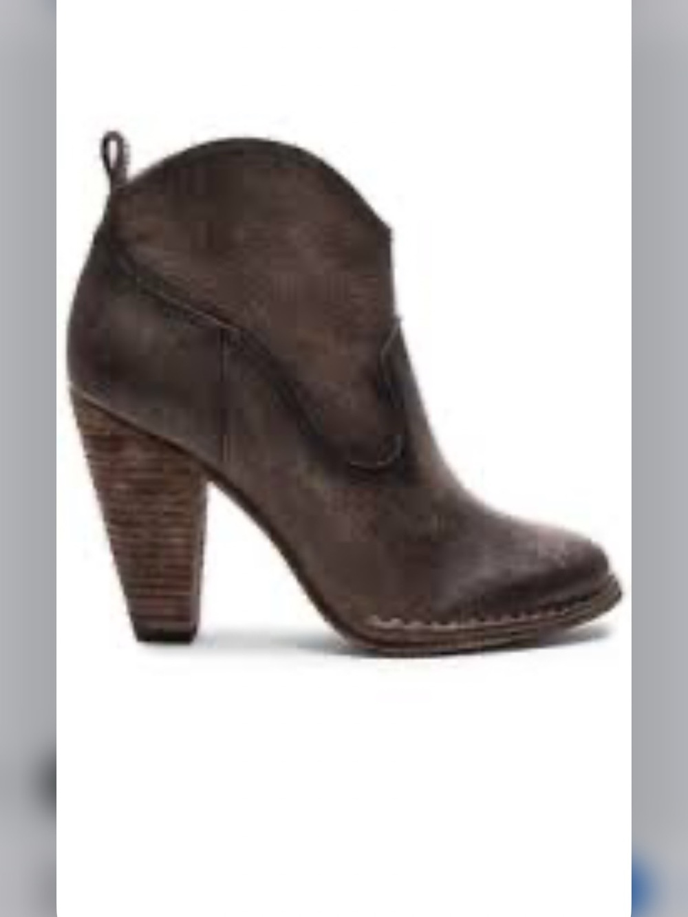 FRYE Madeline Short Leather Ankle Boots Charcoal Brown Stacked Block Heel